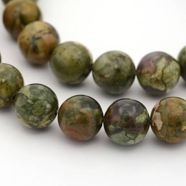 Natural Rhyolite Jasper Round Bead Strands