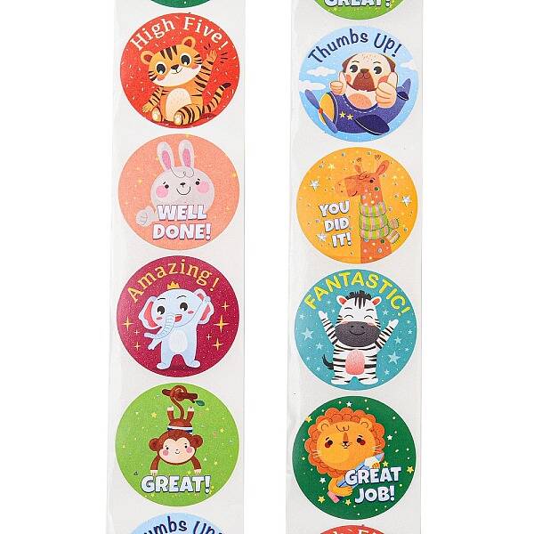 8 Styles Self-Adhesive Paper Cartoon Reward Stickers