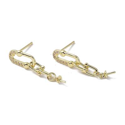 Brass with Cubic Zirconia Stud Earrings Findings