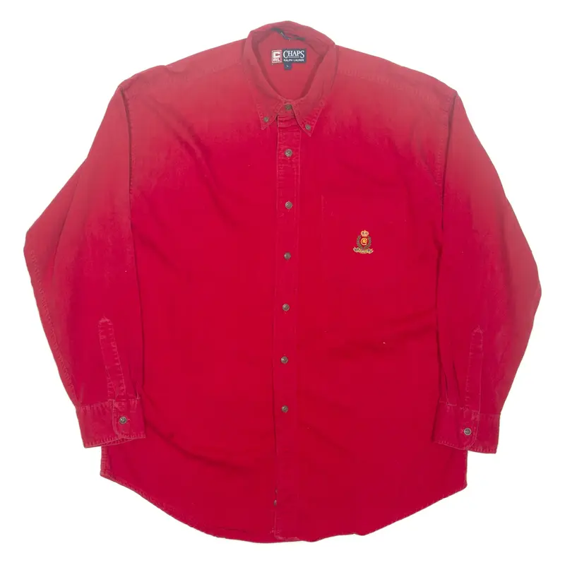 CHAPS RALPH LAUREN Mens Plain Shirt Red Long Sleeve L