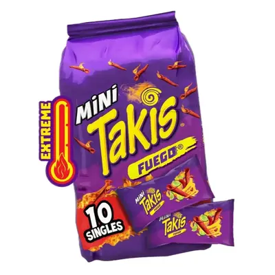 Takis Fuego Mini 10 pk Pepper & Lime Flavored Extreme Spicy Rolled Tortilla Chips snackpack nitro wholesale paqui snack plug ...