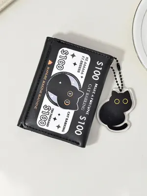 Cute Cat Pattern Trifold Wallet, 2025 New Style Large Capacity Multi-card Wallet, Fashionable Trifold Wallet for Women & Girl...