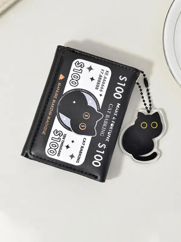 Cute Cat Pattern Trifold Wallet, 2025 New Style Large Capacity Multi-card Wallet, Fashionable Trifold Wallet for Women & Girl...