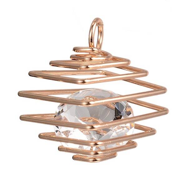 Cube Iron Resin Rhinestone Wire Pendants