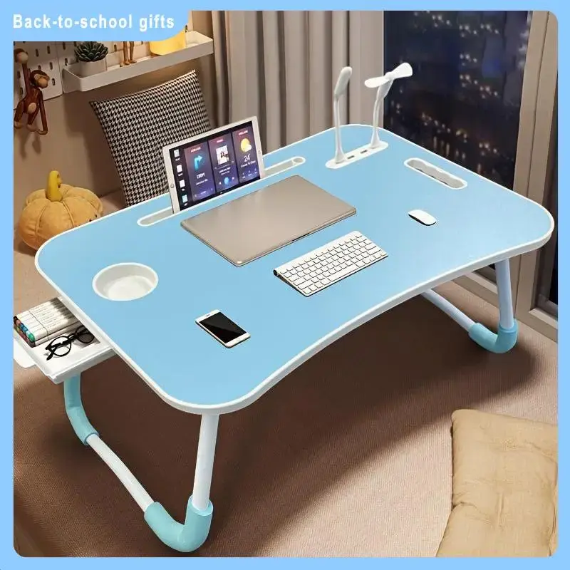 Ultra Large Portable Laptop Bed Table - Multi functional tray holder with cup holder and drawer, USB, fan, and light - Perfec...