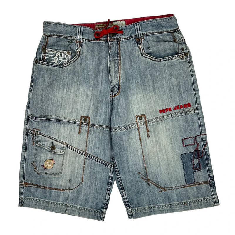 Pepe Jeans Cargo Denim Shorts - 36W 14L Blue Denim