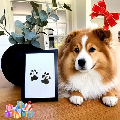Easy-Clean Pet Paw Print Photo Frame Kit, 2 Counts No-Mess Ink Pad Set for Dogs, S/M Size