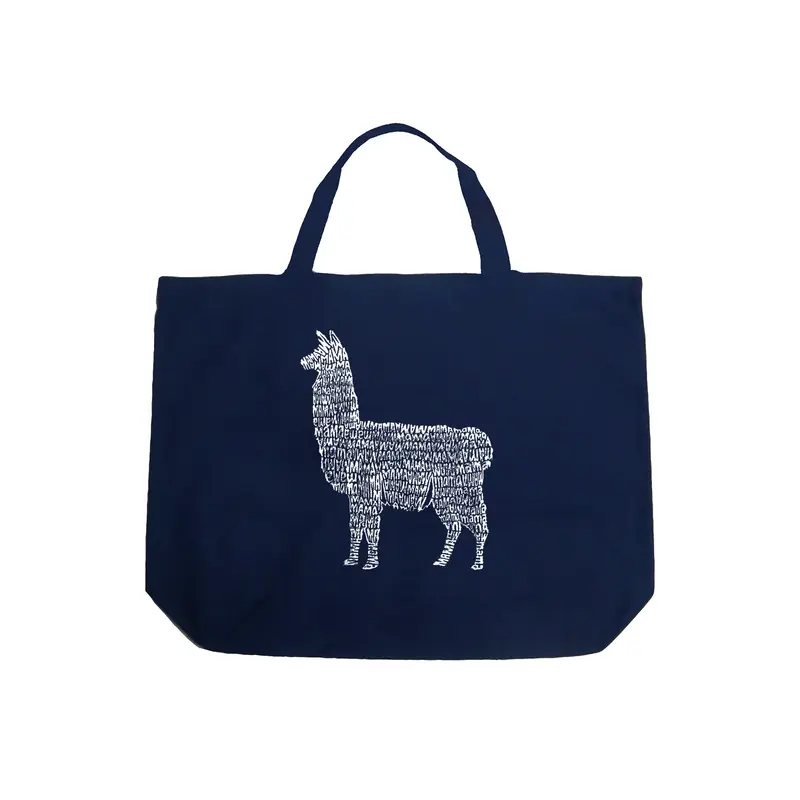 Llama Mama - Large Word Art Tote Bag - Black - LARGE