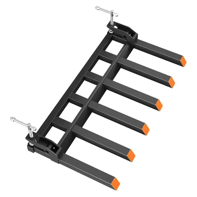 Garvee Heavy-Duty Clamp On Debris Forks for Tractor Bucket 58 4000 Lbs Capacity Powder-Coated Alloy Steel Double Nut Constr...