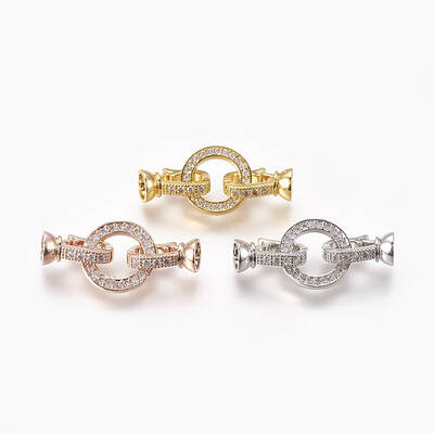 Brass Micro Pave Cubic Zirconia Fold Over Clasps