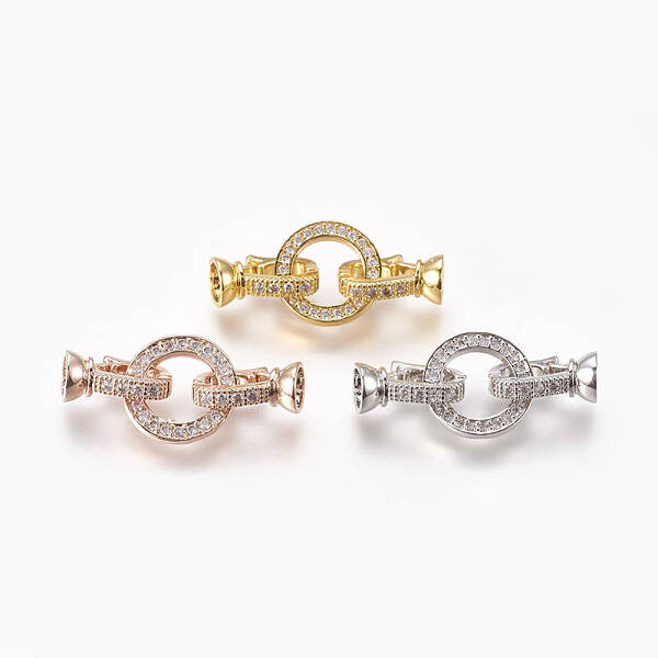Brass Micro Pave Cubic Zirconia Fold Over Clasps