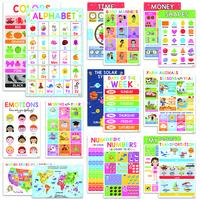 18 pcs Educational Posters, Colorful Educational Poster for Classroom Decor, Pre-K Classroom Decoration, Home School Supplies