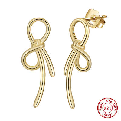 925 Sterling Silver Bowknot Stud Earrings