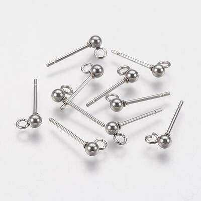 202 Stainless Steel Ball Stud Earring Findings