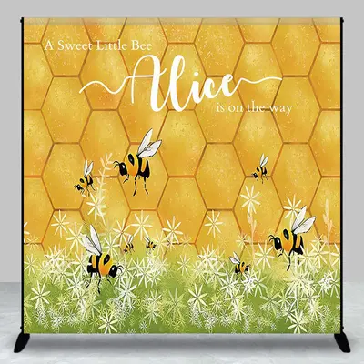 Aperturee Gold Honey Bees Flower Custom Baby Shower Backdrop | Baby Shower Custom Banner | Baby Shower Custom Backdrop | Cust...