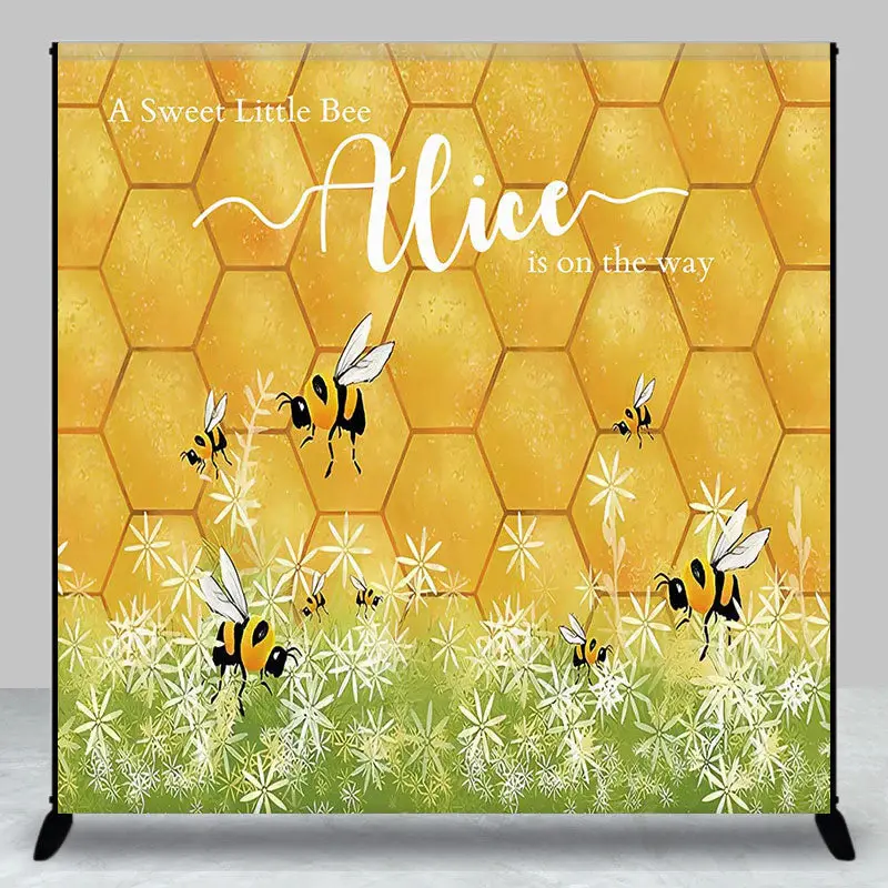 Aperturee Gold Honey Bees Flower Custom Baby Shower Backdrop | Baby Shower Custom Banner | Baby Shower Custom Backdrop | Cust...