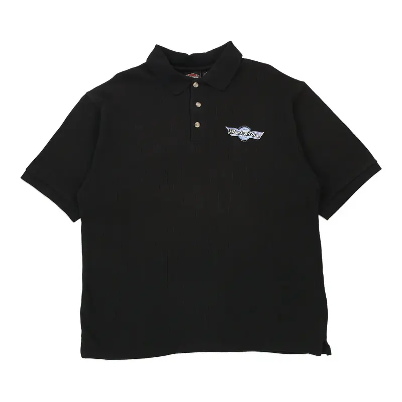 Black n Blue Ball 2003 Harley Davidson Polo Shirt - Large Black Cotton