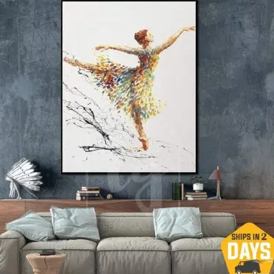 Large Original Abstract Ballerina Oil Painting Dancer Impasto Paintings On Canvas Modern Contemporary Wall Art Decor | BALLER...