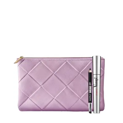 Eye Makeup Set Pupa Multiplay Kajal 2-In-1 Deep Black with Vamp Extra Volume Mascara and Pink Clutch