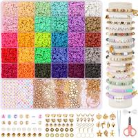 8200pcs Clay Beads Bracelet Making Kit, 30 Colors Flat Preppy Beads for Friendship Bracelets, Polymer Heishi Beads with Charm...