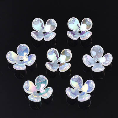 4-Petal Electroplate Acrylic Bead Caps