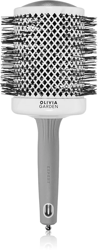 Olivia Garden Expert Shine Wavy Bristles White&Grey hairbrush průměr 80 mm