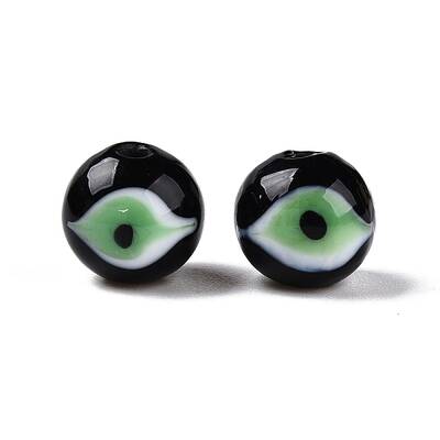 Handmad Evil Eye Round Lampwork Beads