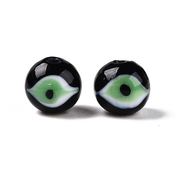 Handmad Evil Eye Round Lampwork Beads