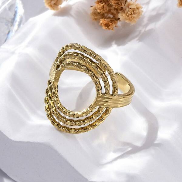 Oval 304 Stainless Steel Open Cuff Rings for Women