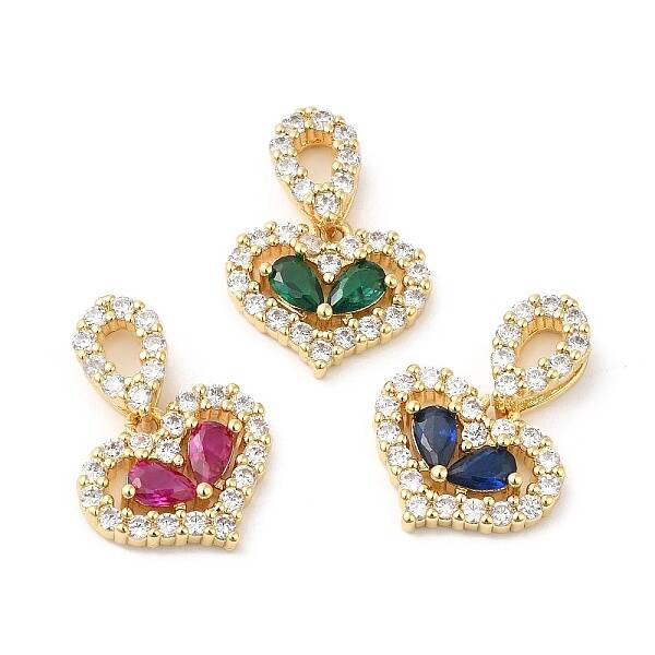 Real 16K Gold Plated Brass Micro Pave Cubic Zirconia Pendants