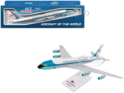 Boeing 707 Transport Aircraft Air Force One - President of the United States (27000) White with Blue Stripes (Snap-Fit) 1/150...