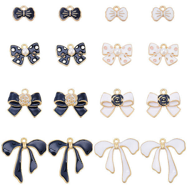 48Pcs 8 Styles Alloy Enamel Charms