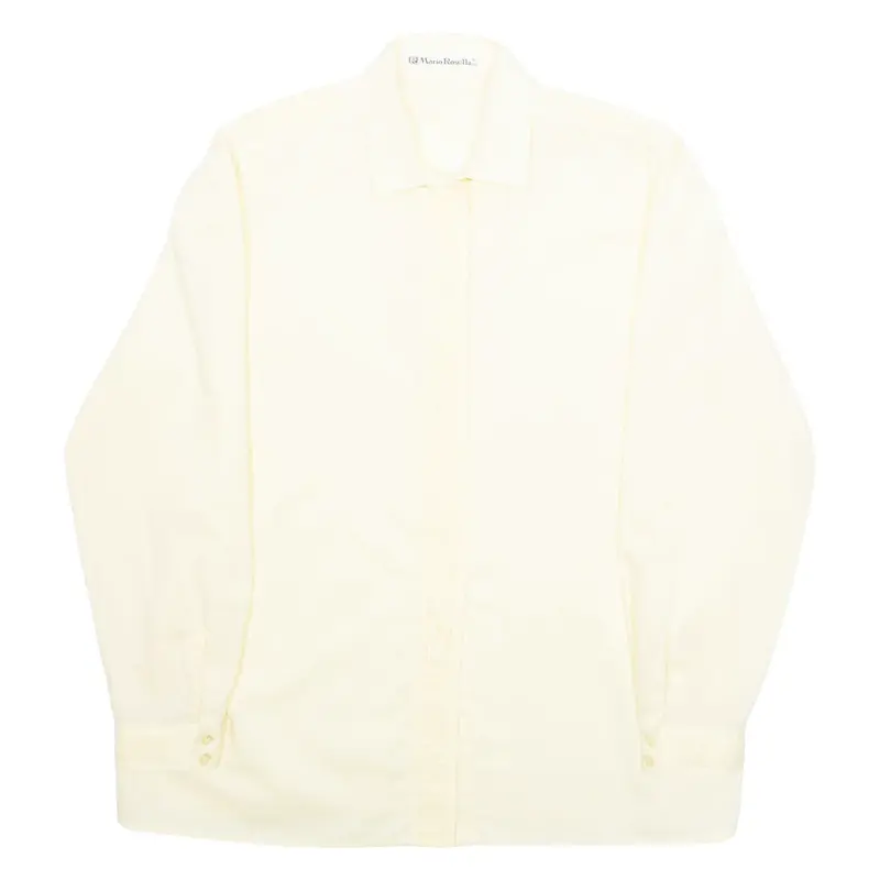 MARIO ROSELLA Womens Shirt Yellow Collared Long Sleeve L