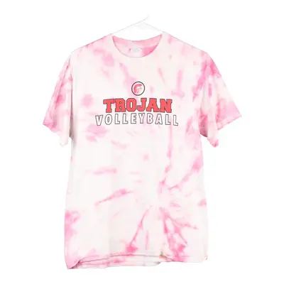Trojan Volleyball Port & Company Tie-Dye T-Shirt - Medium Pink Cotton