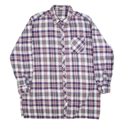 BREMO Mens Flannel Shirt Purple Check Long Sleeve 2XL