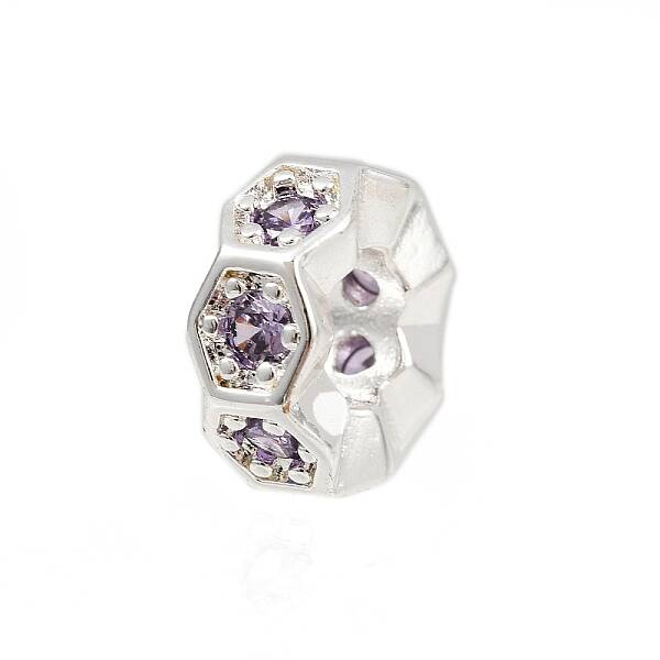 Wave Edge Flat Round Rack Plating Brass Cubic Zirconia European Beads