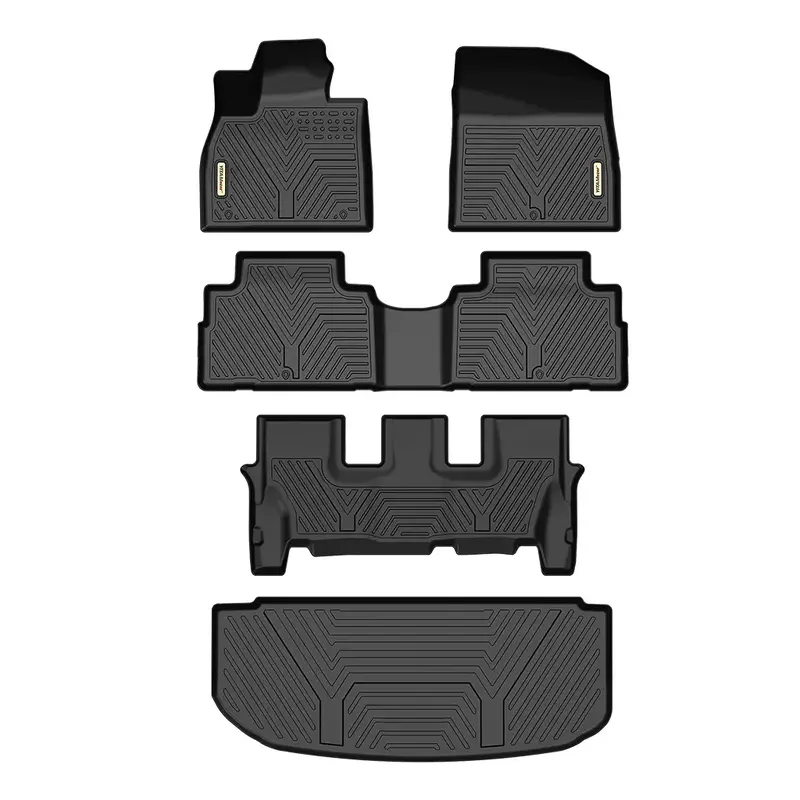 3-Row Floor Mats & Cargo Trunk Liner for 2020-2025 Hyundai Palisade (Fits Bench Seats), Black Custom Fit Automotive Liners Se...