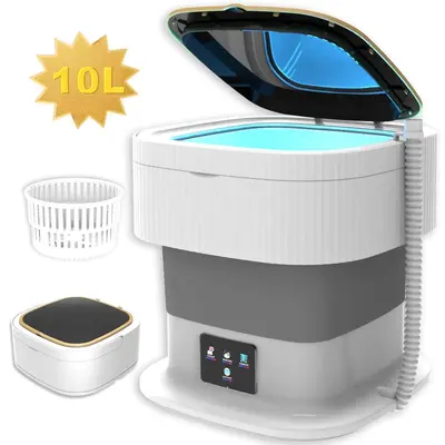Portable Foldable Washing Machine for Summer, 10L Foldable Washing Machine, Household Washing Machine for Clothes, Underwear,...