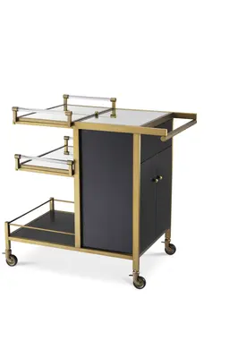 Brass and Black Oak Trolley | Eichholtz Eiffel