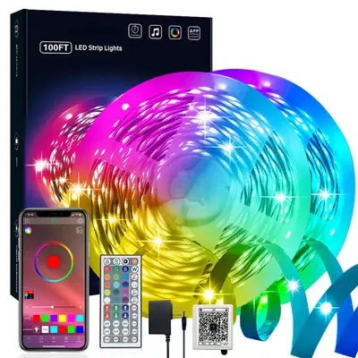 LED strip lights APP controlled RGB lights 16000 scene music sync LED light strips suitable for bedroom living room kitchen d...