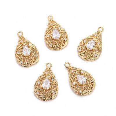 Brass Micro Pave Cubic Zirconia Pendants