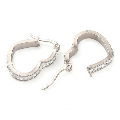 304 Stainless Steel Heart Hoop Earrings