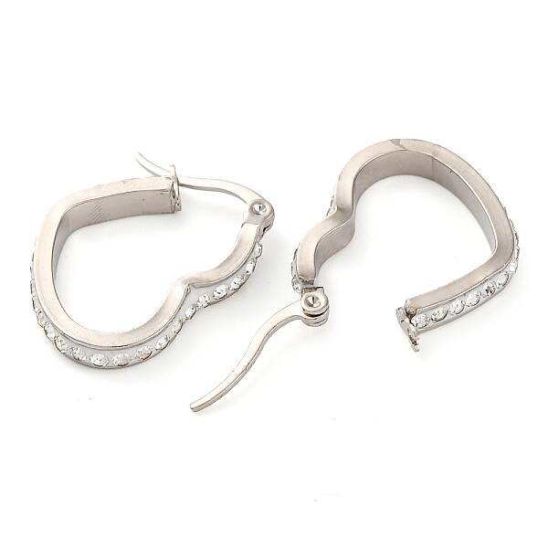 304 Stainless Steel Heart Hoop Earrings