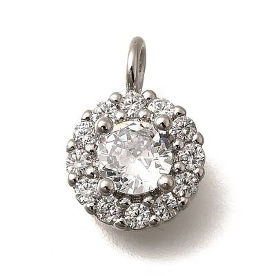 Brass Micro Pave Cubic Zirconia Pendants