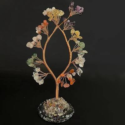 Natural & Synthetic Mixed Gemstone Tree of Life Ornaments