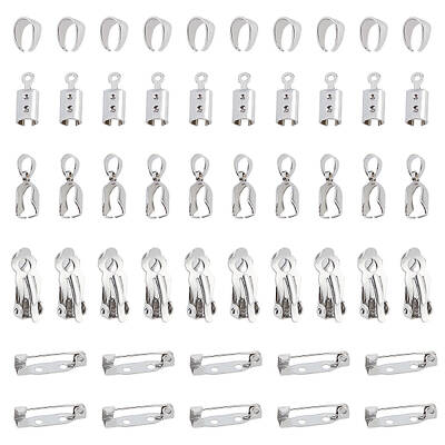 50Pcs 5 Styles 304 Stainless Steel Column Cord Ends