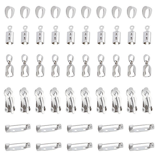 50Pcs 5 Styles 304 Stainless Steel Column Cord Ends
