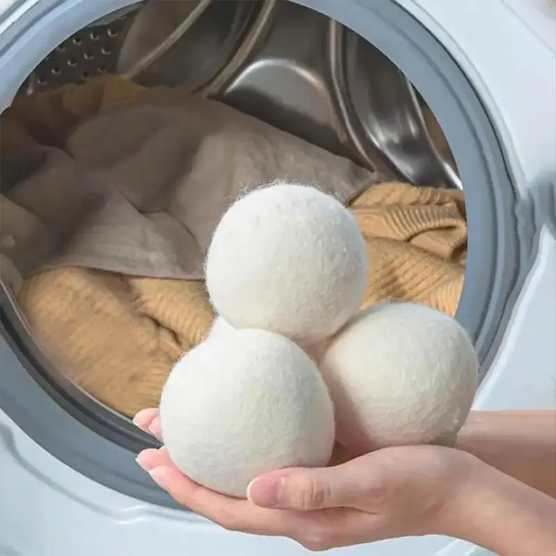 Wool Drying Ball, 3 Counts Reusable Wool Ball for Clothes Laundry, Anti Wrinkle Fabric Dryer Ball, Wool Dryer Wash Balls