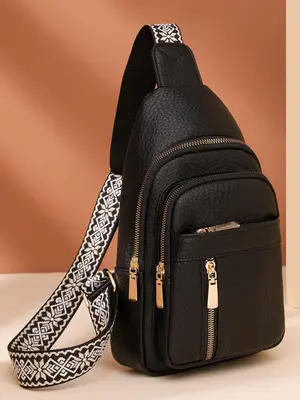 Women's Casual Zipper Fanny Pack, Fashionable PU Leather Shoulder Bag with Adjustable Strap for Daily, Casual Luxury Crossbod...