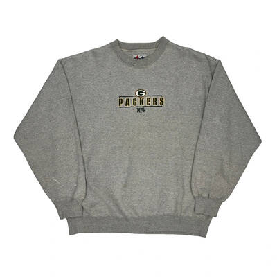 Green Bay Packers Majestic Nfl Sweatshirt - XL Grey Cotton Blend